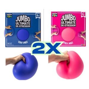 Crazy Fun Jumbo Ultimate DeStressor Squishy Ball Set Pink Blue Squeezy 2x Viral